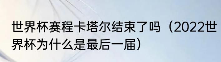 世界杯赛程卡塔尔结束了吗（2022世界杯为什么是最后一届）