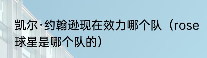 凯尔·约翰逊现在效力哪个队（rose球星是哪个队的）