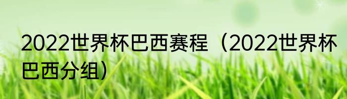 2022世界杯巴西赛程（2022世界杯巴西分组）