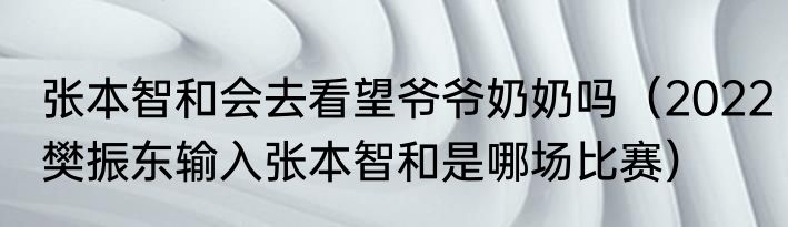 张本智和会去看望爷爷奶奶吗（2022樊振东输入张本智和是哪场比赛）