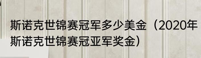 斯诺克世锦赛冠军多少美金（2020年斯诺克世锦赛冠亚军奖金）