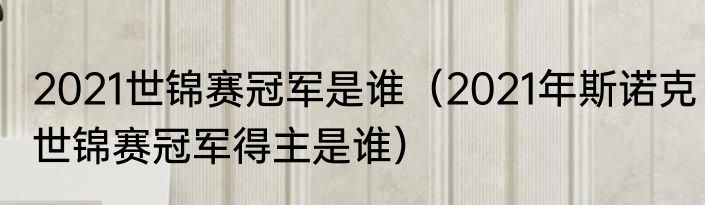 2021世锦赛冠军是谁（2021年斯诺克世锦赛冠军得主是谁）