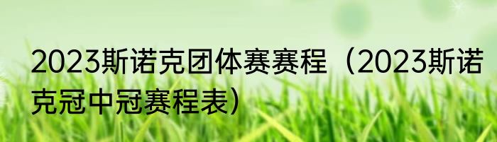 2023斯诺克团体赛赛程（2023斯诺克冠中冠赛程表）