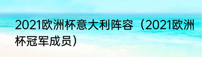 2021欧洲杯意大利阵容（2021欧洲杯冠军成员）
