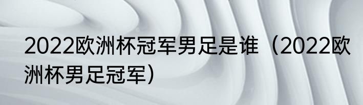 2022欧洲杯冠军男足是谁（2022欧洲杯男足冠军）