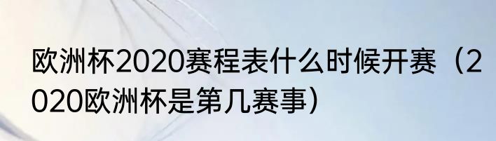 欧洲杯2020赛程表什么时候开赛（2020欧洲杯是第几赛事）