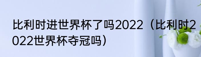 比利时进世界杯了吗2022（比利时2022世界杯夺冠吗）