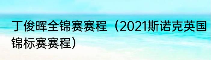 丁俊晖全锦赛赛程（2021斯诺克英国锦标赛赛程）