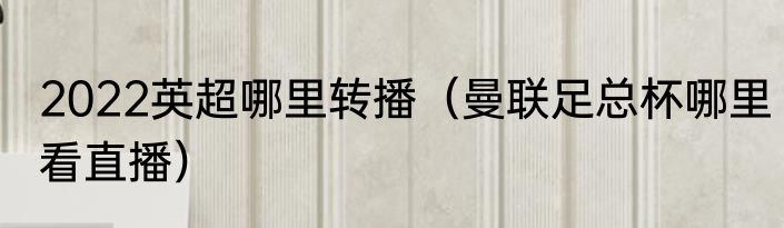 2022英超哪里转播（曼联足总杯哪里看直播）