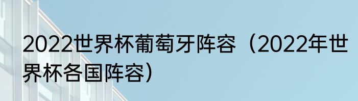 2022世界杯葡萄牙阵容（2022年世界杯各国阵容）