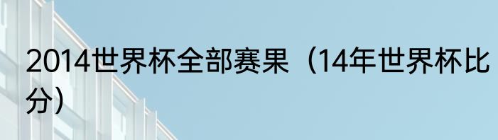 2014世界杯全部赛果（14年世界杯比分）