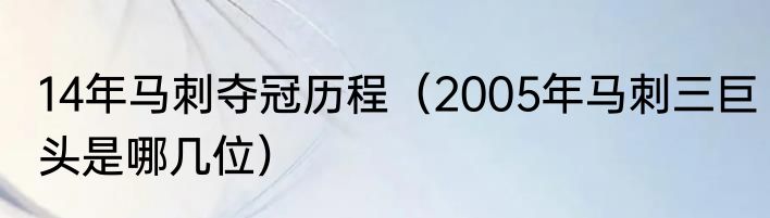 14年马刺夺冠历程（2005年马刺三巨头是哪几位）