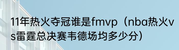 11年热火夺冠谁是fmvp（nba热火vs雷霆总决赛韦德场均多少分）