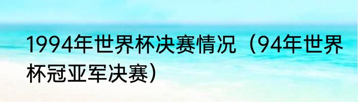 1994年世界杯决赛情况（94年世界杯冠亚军决赛）