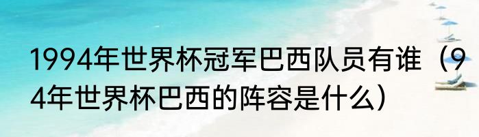 1994年世界杯冠军巴西队员有谁（94年世界杯巴西的阵容是什么）