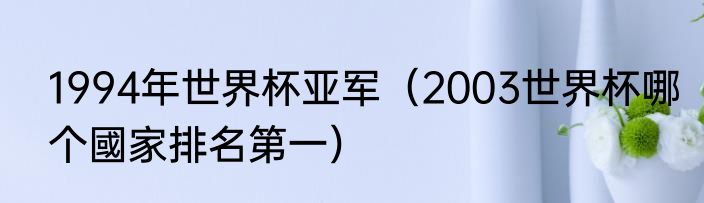 1994年世界杯亚军（2003世界杯哪个國家排名第一）