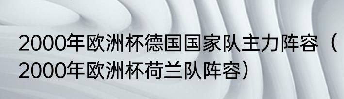 2000年欧洲杯德国国家队主力阵容（2000年欧洲杯荷兰队阵容）