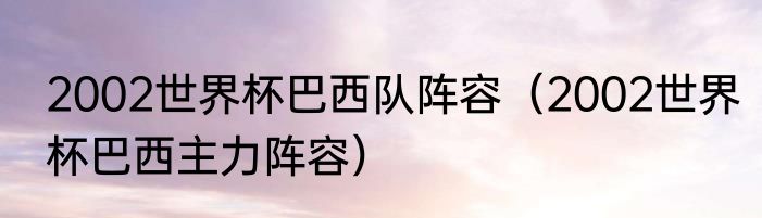 2002世界杯巴西队阵容（2002世界杯巴西主力阵容）