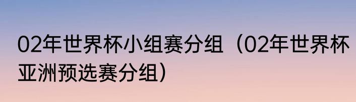02年世界杯小组赛分组（02年世界杯亚洲预选赛分组）