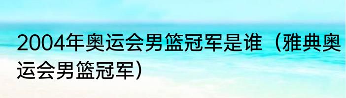 2004年奥运会男篮冠军是谁（雅典奥运会男篮冠军）