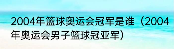 2004年篮球奥运会冠军是谁（2004年奥运会男子篮球冠亚军）