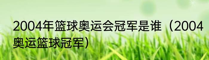 2004年篮球奥运会冠军是谁（2004奥运篮球冠军）
