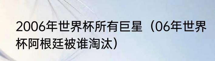 2006年世界杯所有巨星（06年世界杯阿根廷被谁淘汰）
