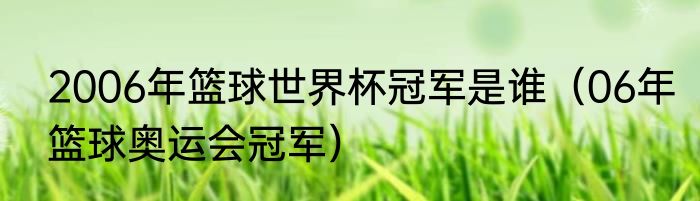 2006年篮球世界杯冠军是谁(06年篮球奥运会冠军)