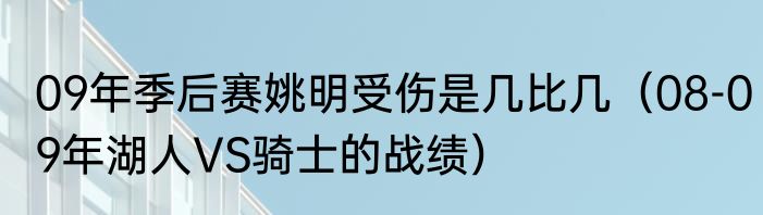 09年季后赛姚明受伤是几比几（08-09年湖人VS骑士的战绩）