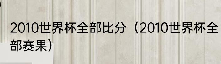 2010世界杯全部比分（2010世界杯全部赛果）