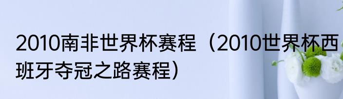 2010南非世界杯赛程（2010世界杯西班牙夺冠之路赛程）
