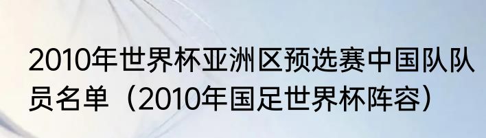 2010年世界杯亚洲区预选赛中国队队员名单（2010年国足世界杯阵容）