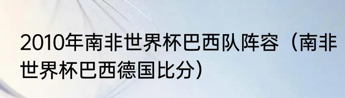 2010年南非世界杯巴西队阵容（南非世界杯巴西德国比分）