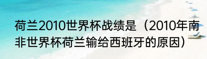 荷兰2010世界杯战绩是（2010年南非世界杯荷兰输给西班牙的原因）