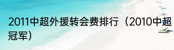 2011中超外援转会费排行（2010中超冠军）