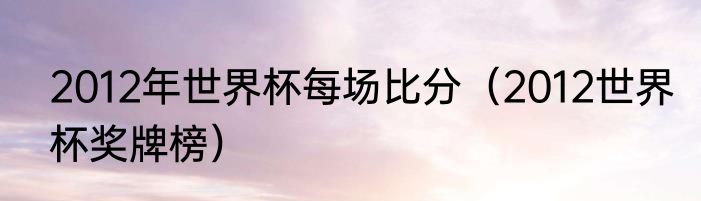 2012年世界杯每场比分（2012世界杯奖牌榜）