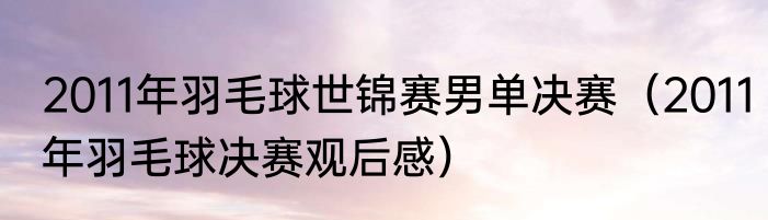 2011年羽毛球世锦赛男单决赛（2011年羽毛球决赛观后感）