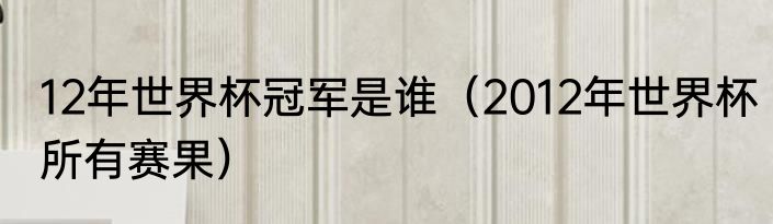 12年世界杯冠军是谁（2012年世界杯所有赛果）