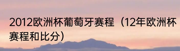 2012欧洲杯葡萄牙赛程（12年欧洲杯赛程和比分）