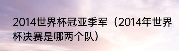 2014世界杯冠亚季军（2014年世界杯决赛是哪两个队）