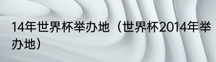 14年世界杯举办地（世界杯2014年举办地）