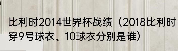 比利时2014世界杯战绩（2018比利时穿9号球衣、10球衣分别是谁）