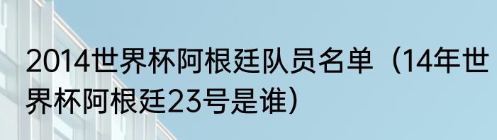 2014世界杯阿根廷队员名单（14年世界杯阿根廷23号是谁）