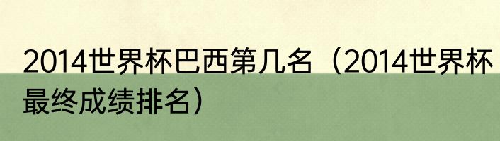2014世界杯巴西第几名（2014世界杯最终成绩排名）