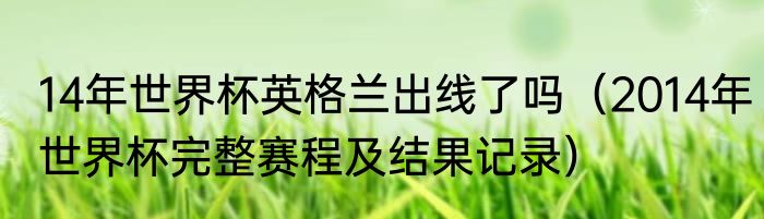 14年世界杯英格兰出线了吗（2014年世界杯完整赛程及结果记录）