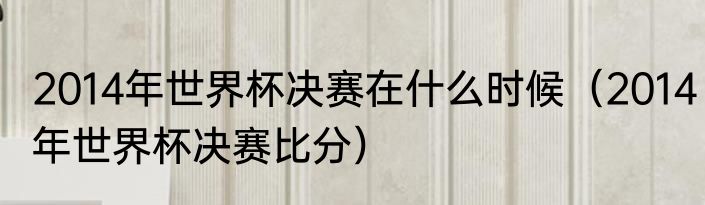 2014年世界杯决赛在什么时候（2014年世界杯决赛比分）