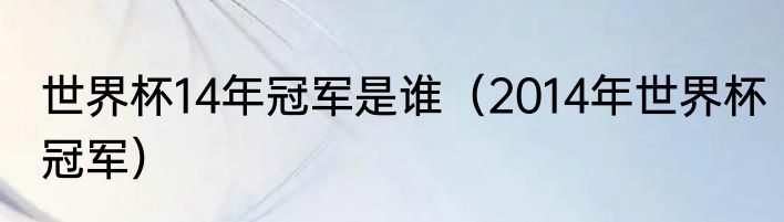 世界杯14年冠军是谁（2014年世界杯冠军）