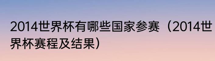 2014世界杯有哪些国家参赛（2014世界杯赛程及结果）