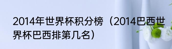 2014年世界杯积分榜（2014巴西世界杯巴西排第几名）