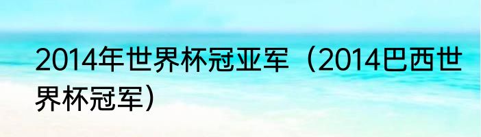 2014年世界杯冠亚军（2014巴西世界杯冠军）